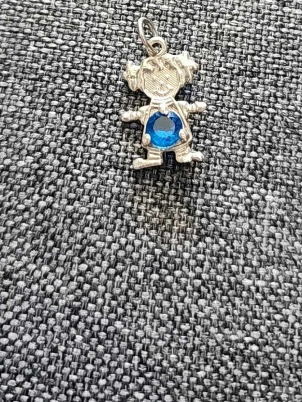 9.25 Silver Kids Pendant Charm with Blue Gemstone